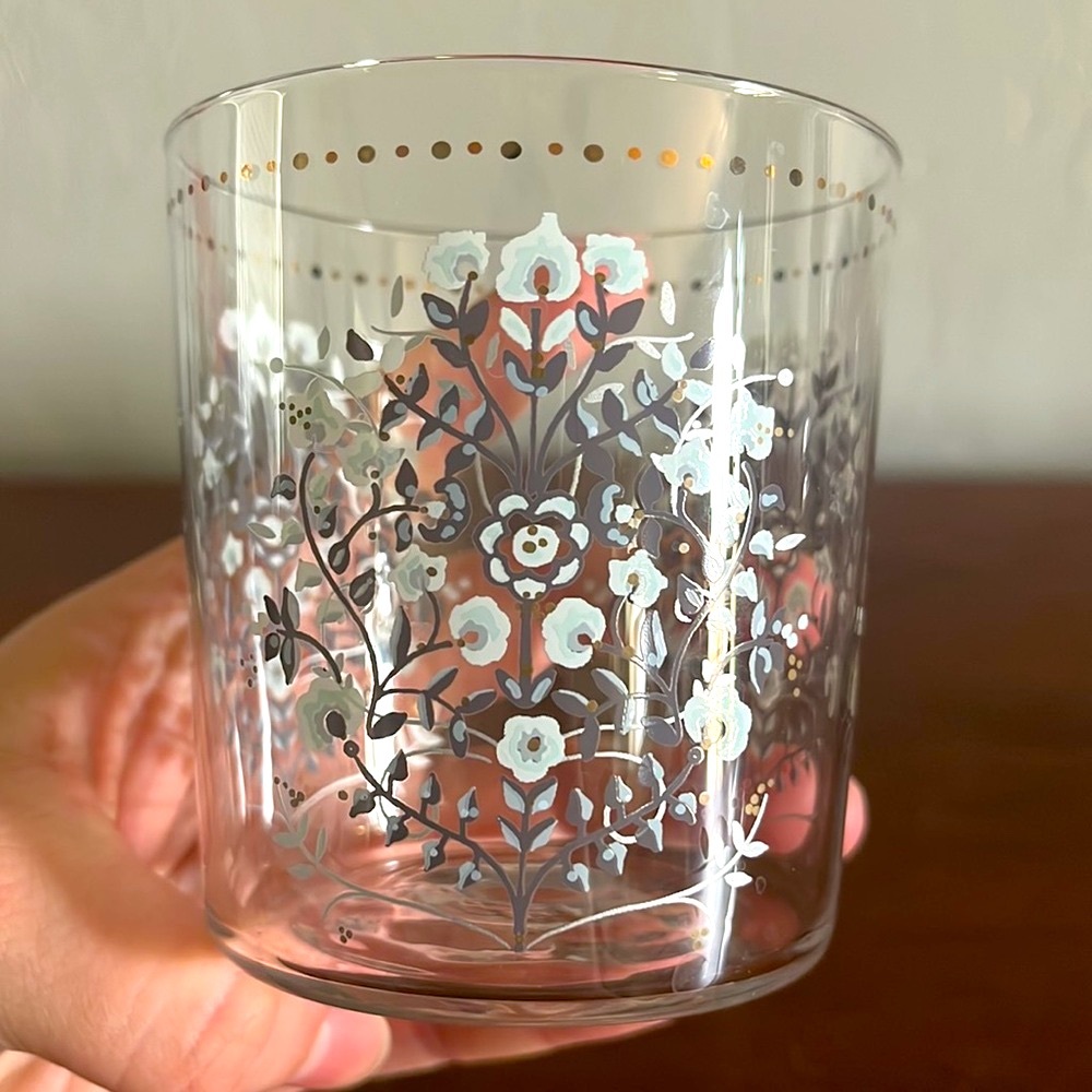🤍🥃MCM Mid Century Modern Glass Tumblers with Intricate Gold Design- Set of 3🥃🤍 - Picture 3 of 6